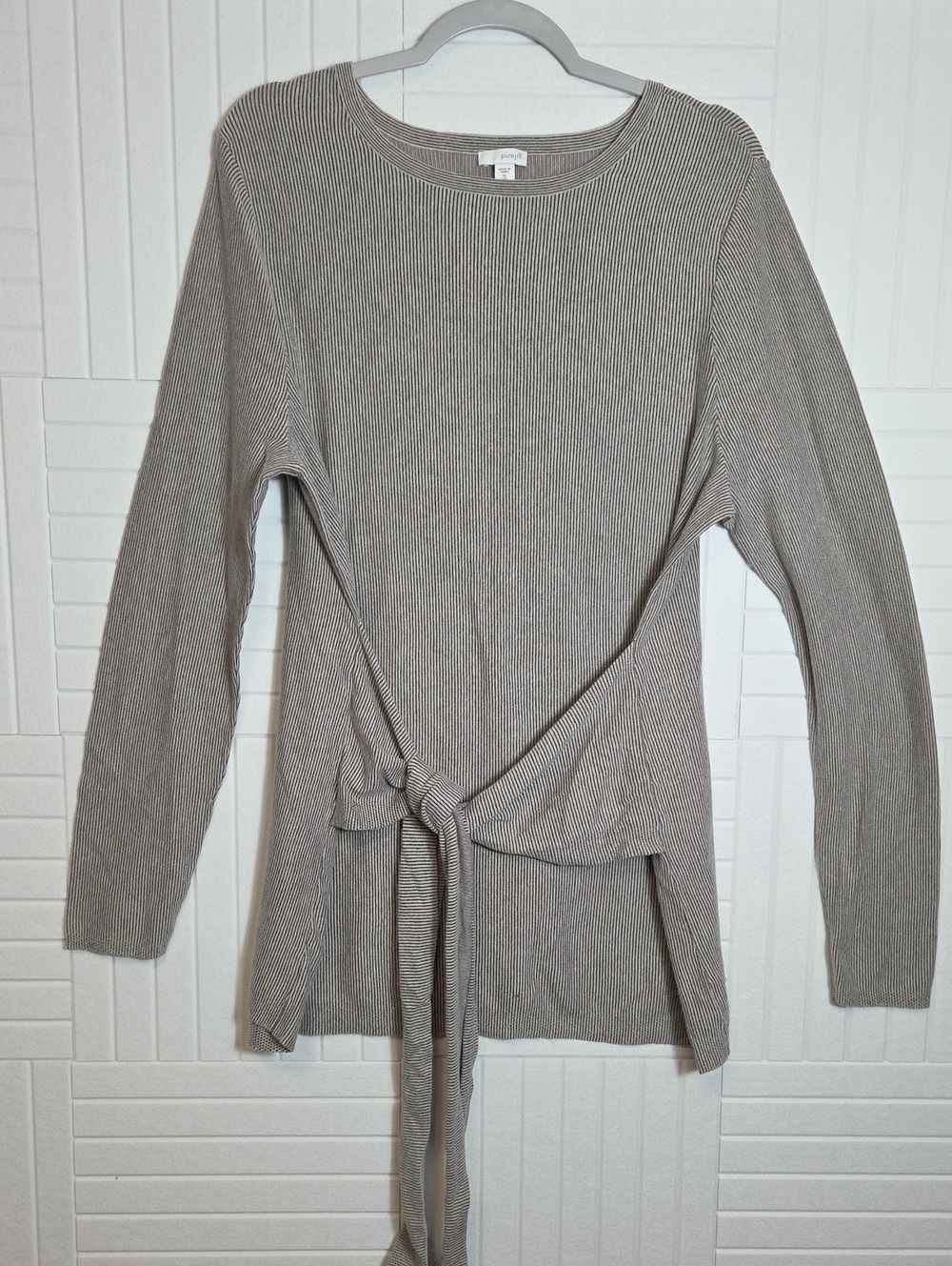 Pure Jill Tie Front Striped Sweater Size XL TALL